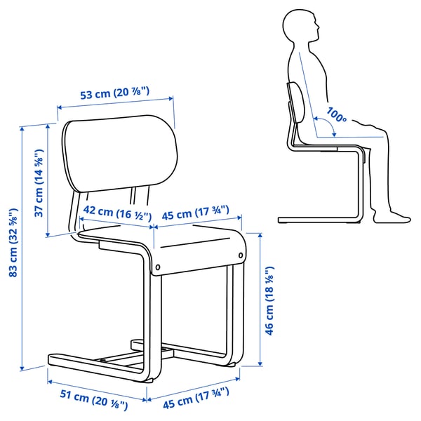 LYCKAN chair, birch veneer, 45x83x51 cm