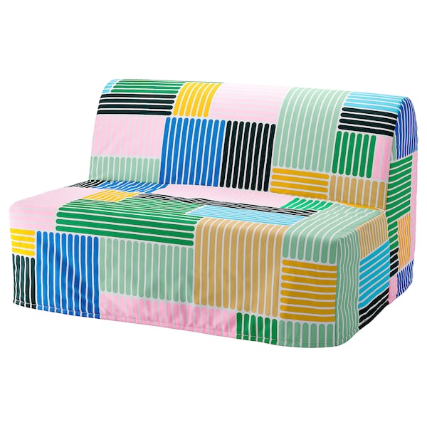 LYCKSELE - 2-seater sofa sleeper cover, Grindtorp patterned/striped pattern