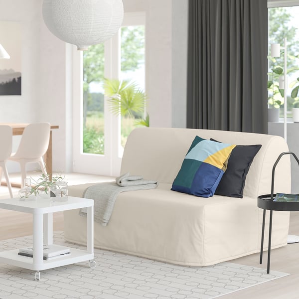 LYCKSELE MURBO 2-seat sofa-bed, Ransta natural, 142x87x100 cm