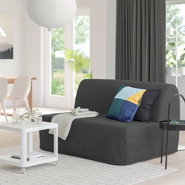 LYCKSELE MURBO 2-seat sofa-bed, Vansbro dark grey, 142x87x100 cm