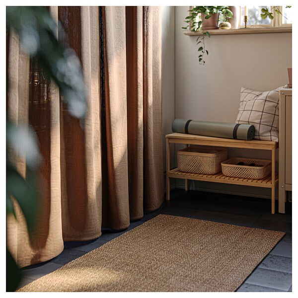 LYDERSHOLM - Rug flatwoven, in/outdoor, medium brown, 80x150 cm