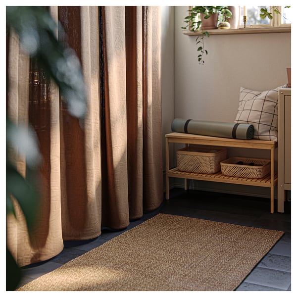 LYDERSHOLM - LYDERSHOLM Rug flatwoven, in/outdoor, medium brown, 80x150 cm