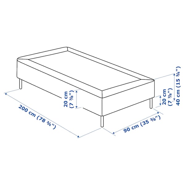 LYNGÖR - Base for slatted mattress/legs, white,90x200 cm