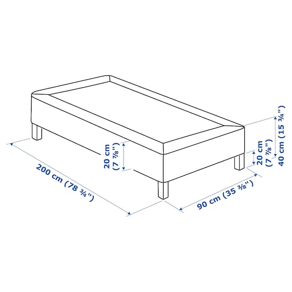 LYNGÖR - Base for slatted mattress/legs, white,90x200 cm