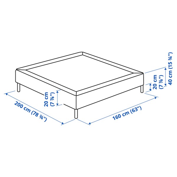 LYNGÖR - Base for slatted mattress/legs, white,160x200 cm