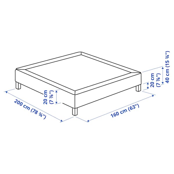 Ikea LYNGÖR - Base for slatted mattress/legs, white,160x200 cm