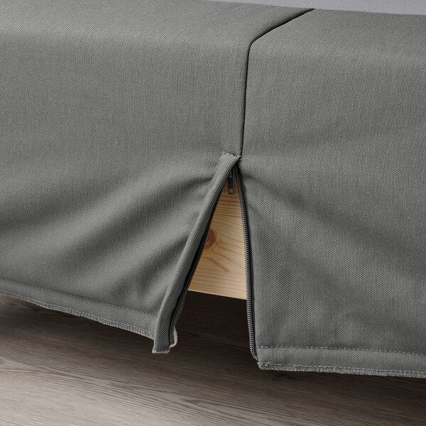 LYNGÖR - Base for slatted mattress/legs, dark grey,160x200 cm