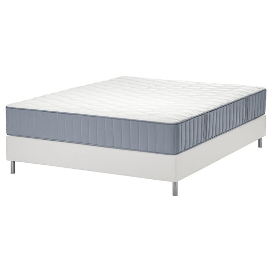 LYNGÖR divan bed, Vågstranda extra firm/light blue white, 160x200 cm