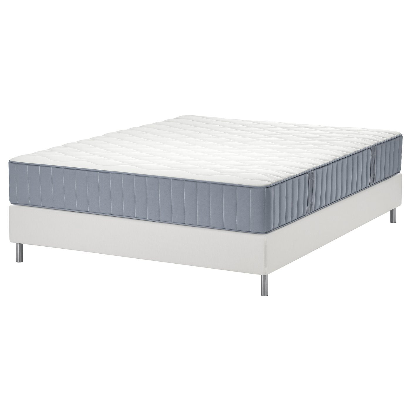 LYNGÖR divan bed, Vågstranda extra firm/light blue white, 140x200 cm