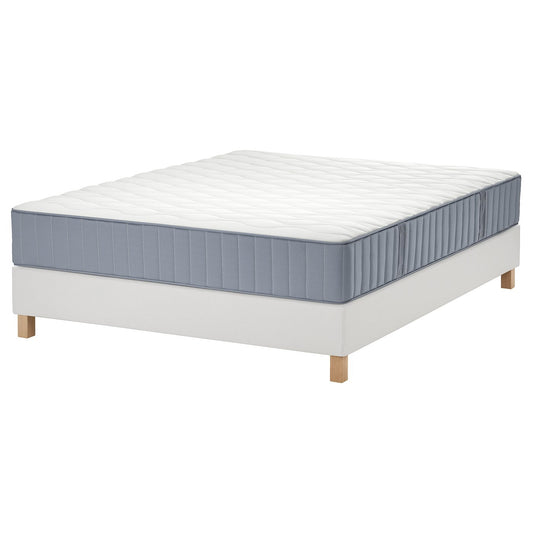 LYNGÖR divan bed, Vågstranda extra firm/light blue white, 160x200 cm