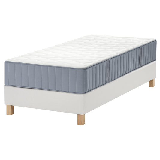 LYNGÖR divan bed, Vågstranda extra firm/light blue white, 90x200 cm