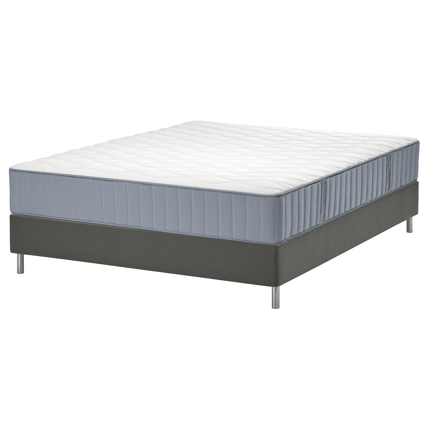 LYNGÖR divan bed, Vågstranda extra firm/light blue dark grey, 140x200 cm
