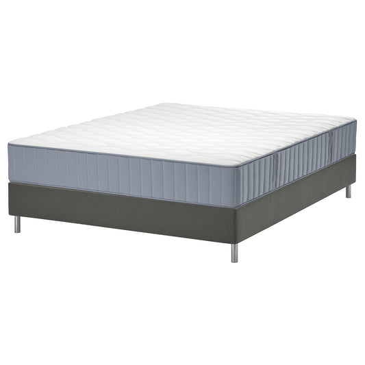 LYNGÖR divan bed, Vågstranda extra firm/light blue dark grey, 140x200 cm