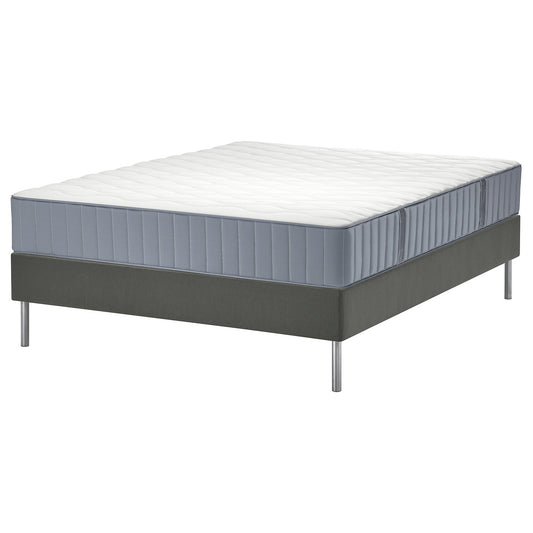 LYNGÖR divan bed, Vågstranda extra firm/light blue dark grey, 140x200 cm