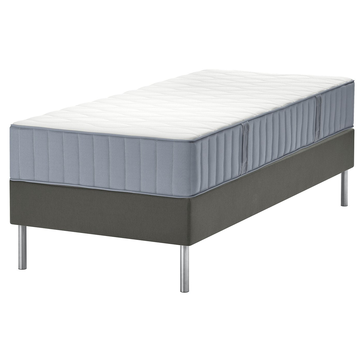 LYNGÖR divan bed, Vågstranda extra firm/light blue dark grey, 90x200 cm