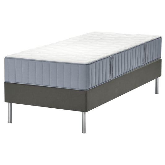 LYNGÖR divan bed, Vågstranda extra firm/light blue dark grey, 90x200 cm