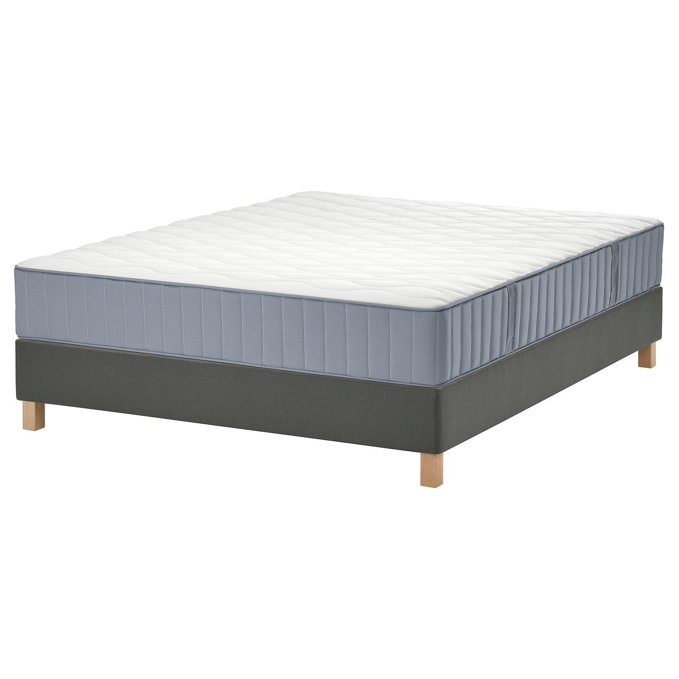LYNGÖR divan bed, Vågstranda extra firm/light blue dark grey, 200x140 cm