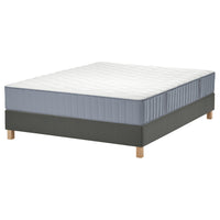 LYNGÖR divan bed, Vågstranda extra firm/light blue dark grey, 140x200 cm