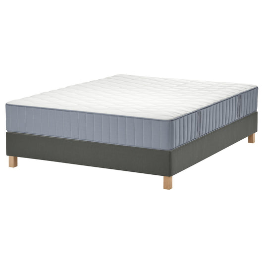 LYNGÖR divan bed, Vågstranda extra firm/light blue dark grey, 200x140 cm