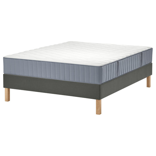 LYNGÖR divan bed, Vågstranda extra firm/light blue dark grey, 140x200 cm