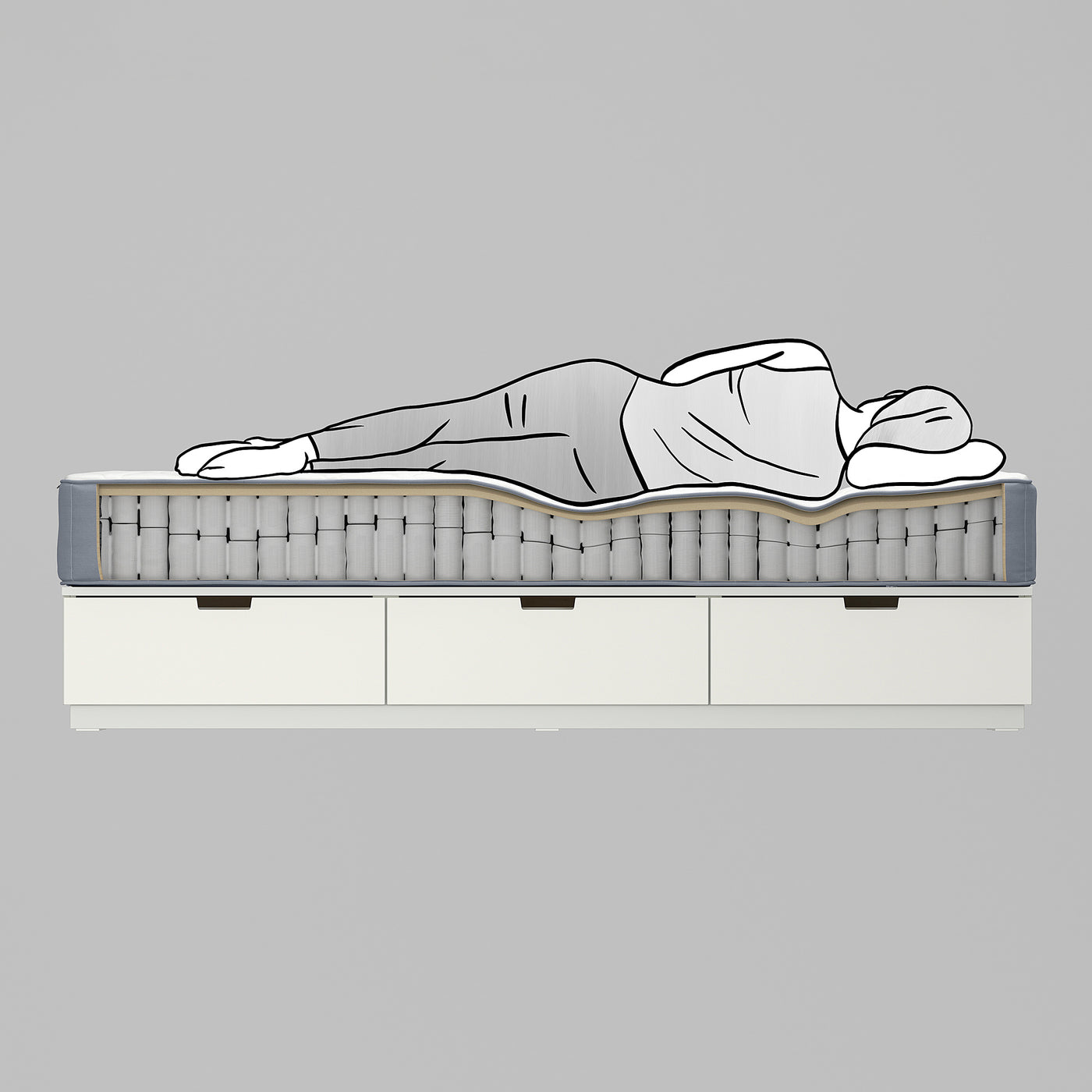 LYNGÖR divan bed, Vågstranda firm/light blue white, 90x200 cm