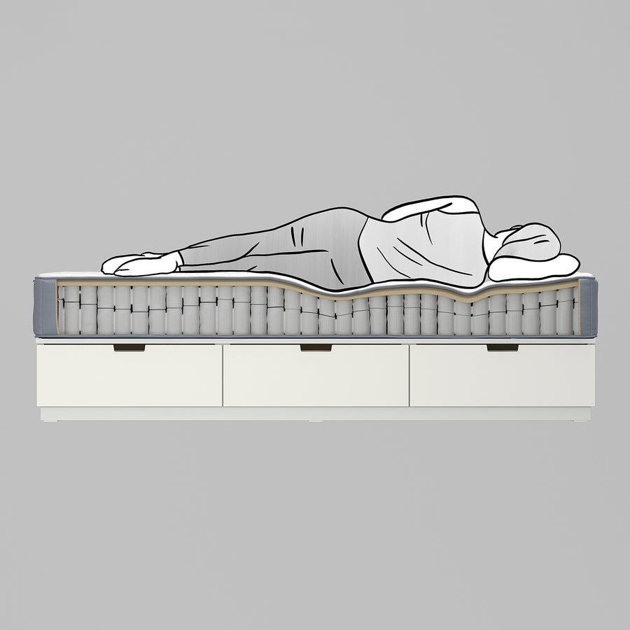 LYNGÖR divan bed, Vågstranda firm/light blue white, 90x200 cm