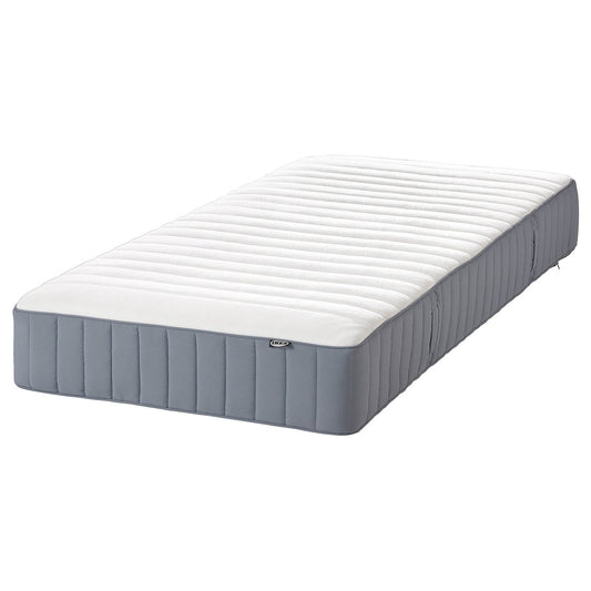 LYNGÖR divan bed, Valevåg extra firm/light blue white, 90x200 cm