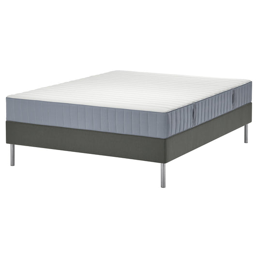 LYNGÖR divan bed, Valevåg extra firm/light blue dark grey, 200x140 cm