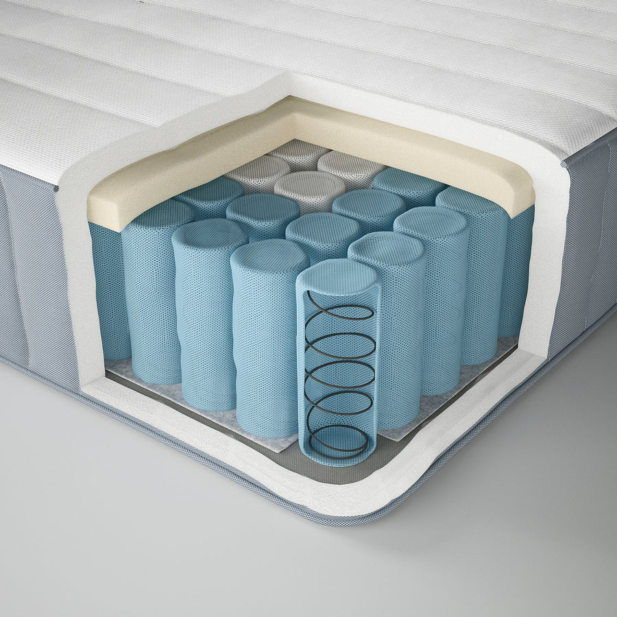 LYNGÖR divan bed, Valevåg firm/light blue white, 200x160 cm