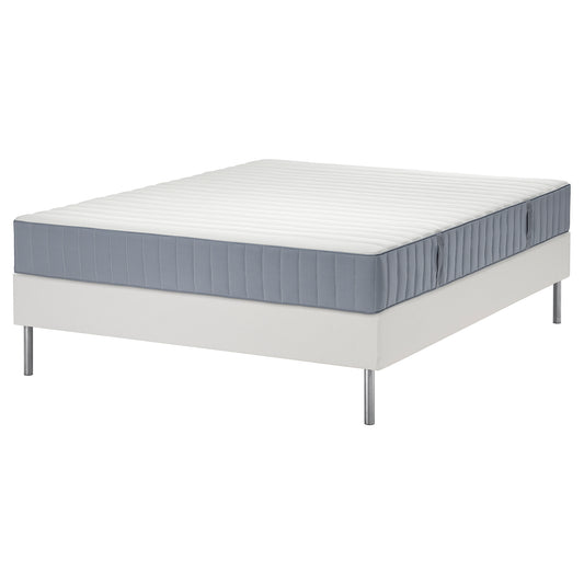 LYNGÖR divan bed, Valevåg firm/light blue white, 160x200 cm