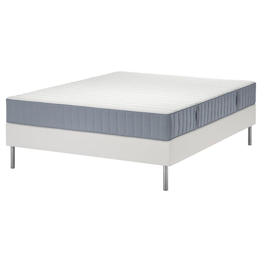 LYNGÖR divan bed, Valevåg firm/light blue white, 140x200 cm