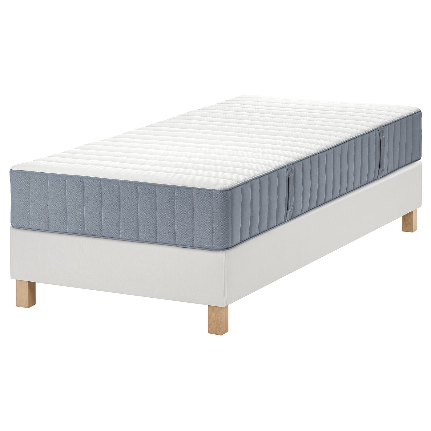 LYNGÖR divan bed, Valevåg firm/light blue white, 90x200 cm