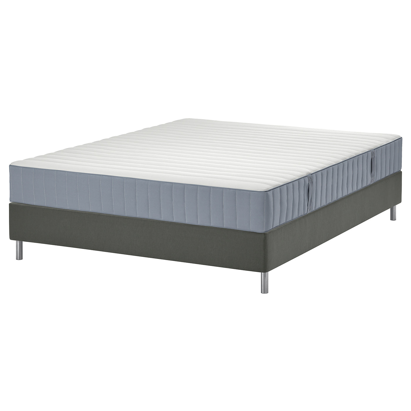 LYNGÖR divan bed, Valevåg firm/light blue dark grey, 160x200 cm