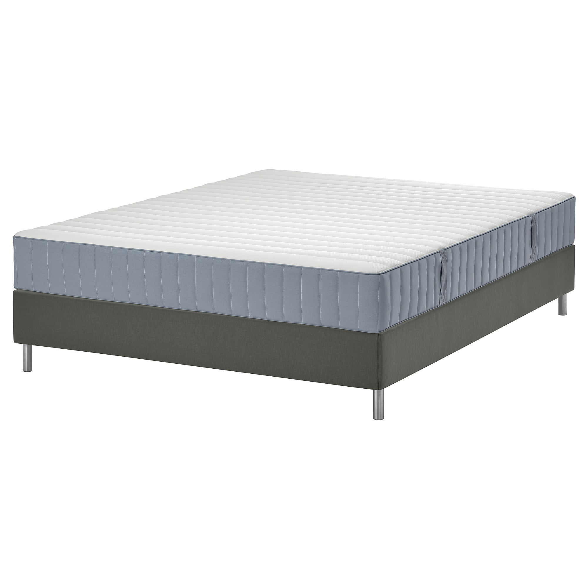 LYNGÖR divan bed, Valevåg firm/light blue dark grey, 160x200 cm