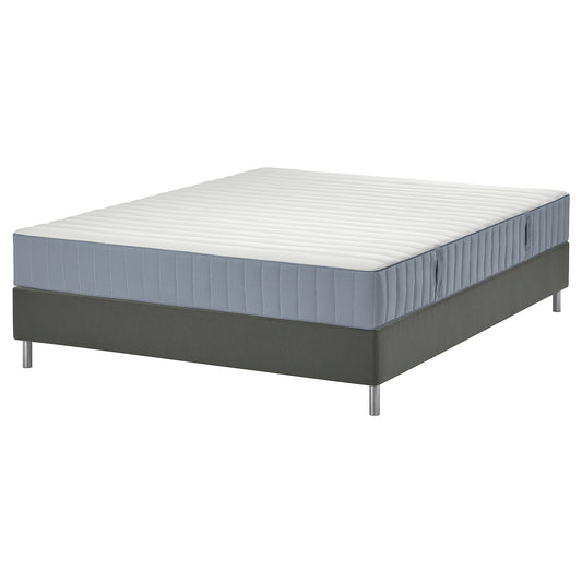 LYNGÖR divan bed, Valevåg firm/light blue dark grey, 160x200 cm