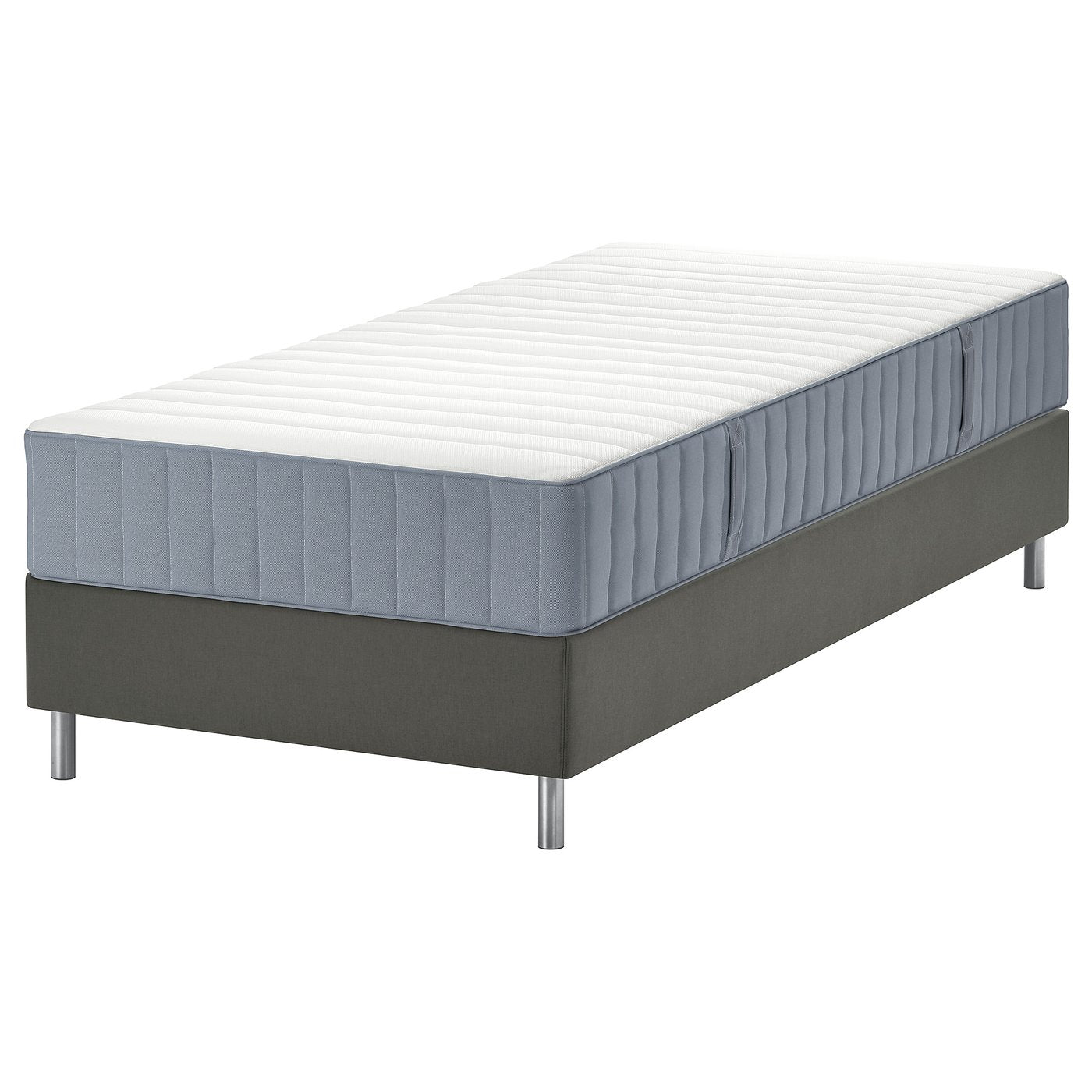 LYNGÖR divan bed, Valevåg firm/light blue dark grey, 90x200 cm