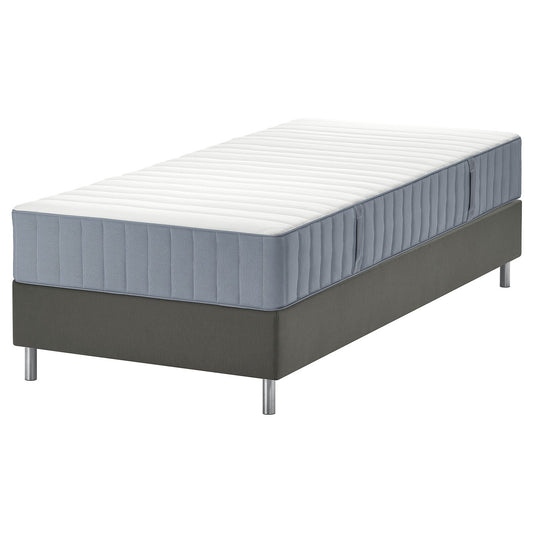 LYNGÖR divan bed, Valevåg firm/light blue dark grey, 90x200 cm