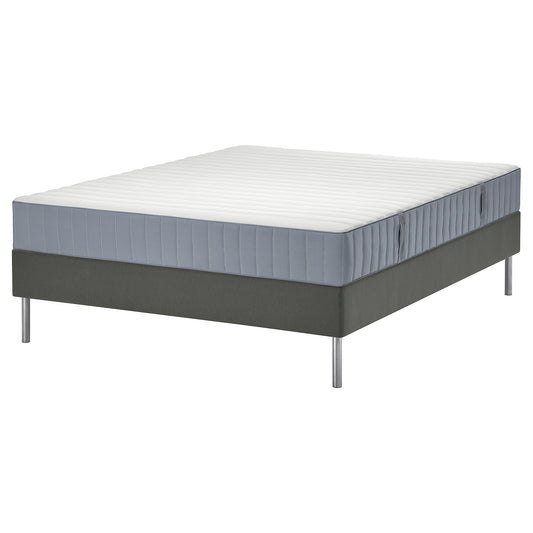 LYNGÖR divan bed, Valevåg firm/light blue dark grey, 200x160 cm