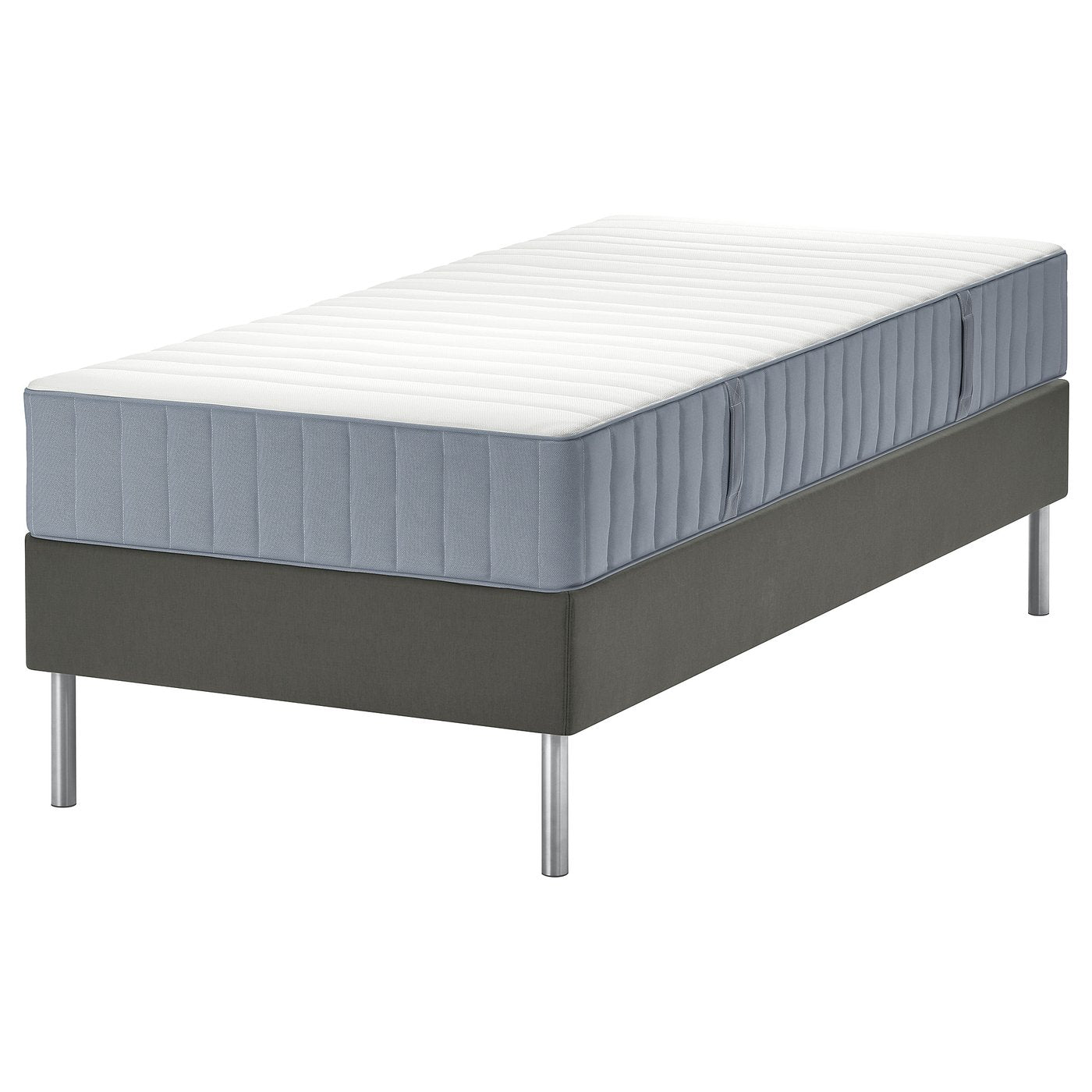 LYNGÖR divan bed, Valevåg firm/light blue dark grey, 90x200 cm