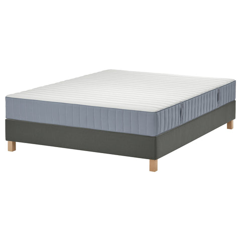 LYNGÖR divan bed, Valevåg firm/light blue dark grey, 160x200 cm