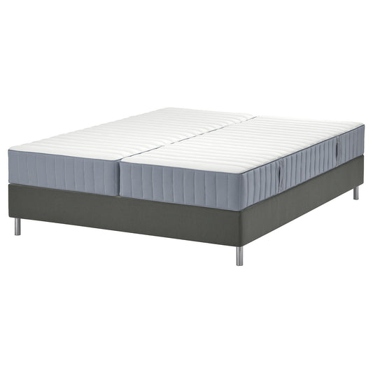 LYNGÖR divan bed, Valevåg firm/extra firm/light blue dark grey, 200x160 cm