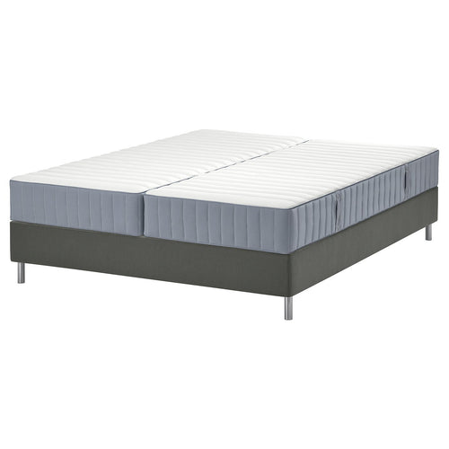 LYNGÖR divan bed, Valevåg firm/extra firm/light blue dark grey, 200x160 cm