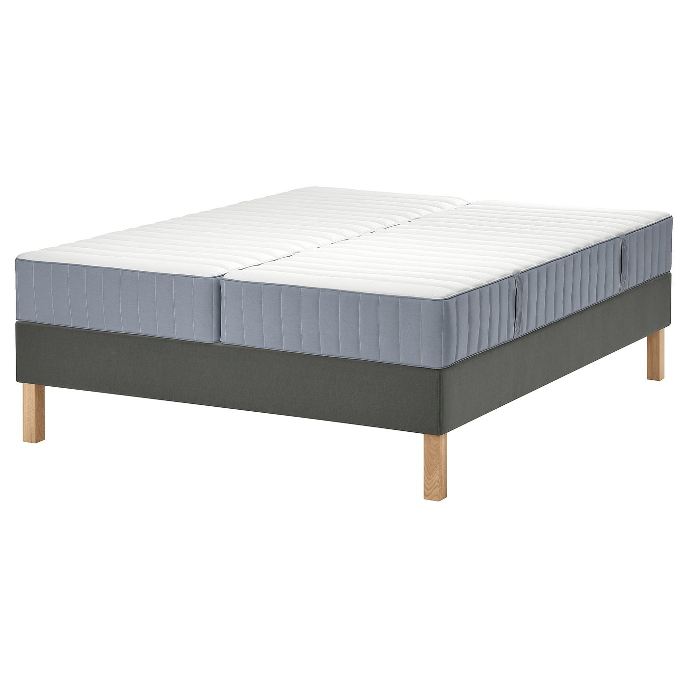 LYNGÖR divan bed, Valevåg firm/extra firm/light blue dark grey, 200x160 cm
