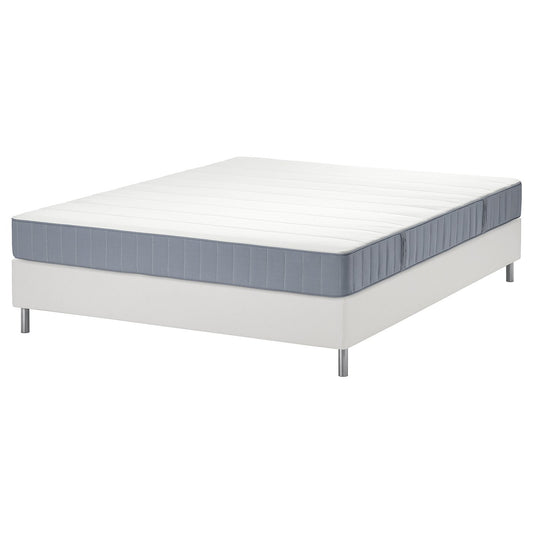 LYNGÖR divan bed, Vesteröy extra firm/light blue white, 160x200 cm