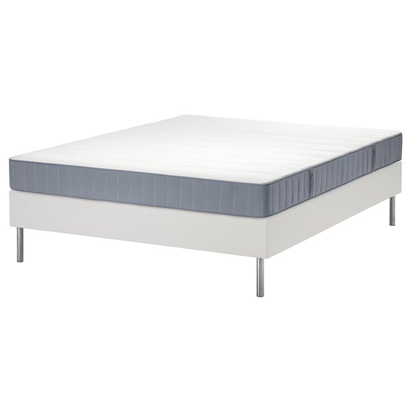 LYNGÖR divan bed, Vesteröy extra firm/light blue white, 140x200 cm