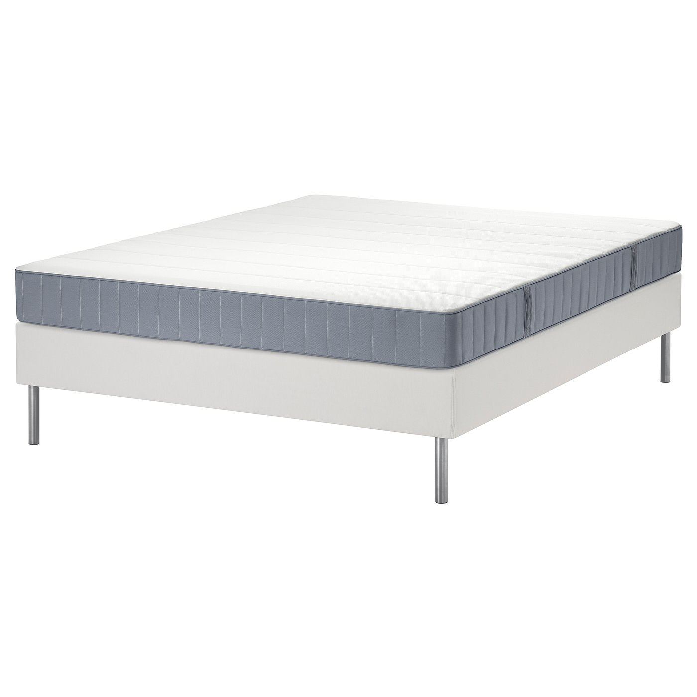 LYNGÖR divan bed, Vesteröy extra firm/light blue white, 140x200 cm