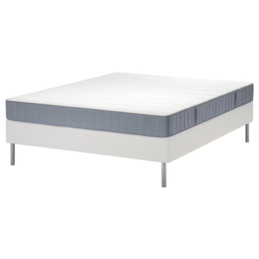 LYNGÖR divan bed, Vesteröy extra firm/light blue white, 140x200 cm