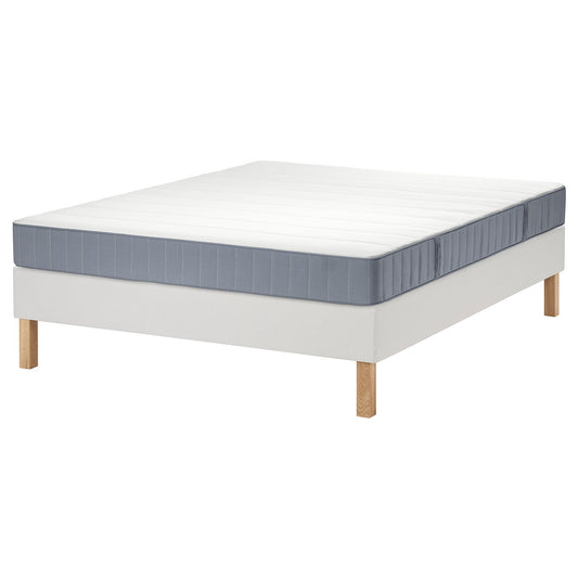 LYNGÖR divan bed, Vesteröy extra firm/light blue white, 140x200 cm