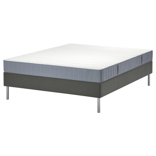 LYNGÖR divan bed, Vesteröy extra firm/light blue dark grey, 160x200 cm