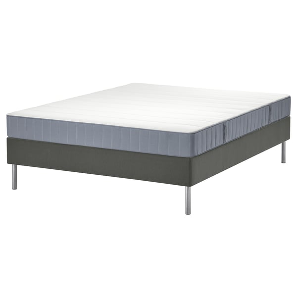 LYNGÖR divan bed, Vesteröy extra firm/light blue dark grey, 140x200 cm